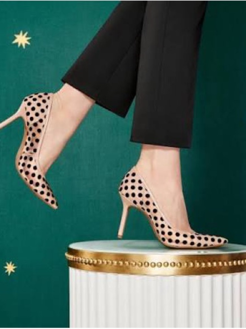 Katy Perry Collections The Sissy Mesh Velvet Polka Dot Nude Stiletto Heels